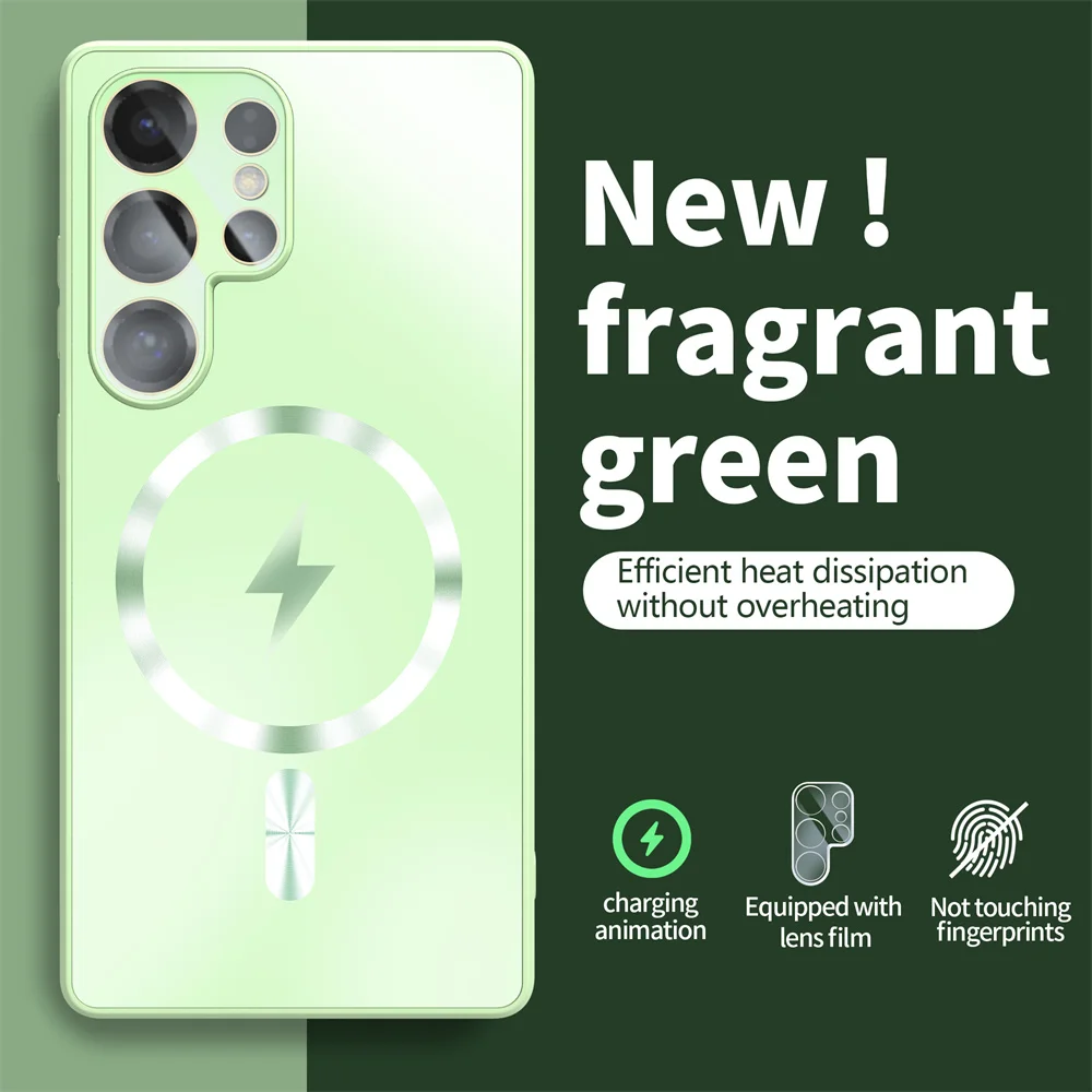 Für Magsafe Glas Objektiv Matt Magnetische Telefon Fall Für Samsung Galaxy S24 S25 Ultra S23 Plus Drahtlose Lade Schutzhülle