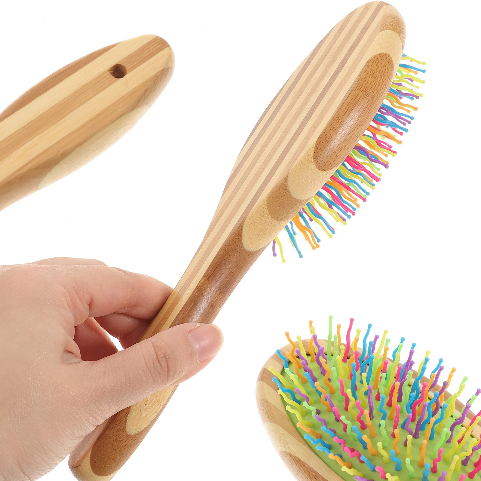 الملونة قوس قزح الحيوانات الأليفة مشط الانحناء موجة دبوس تصميم مقبض الخشب للكلاب جرو أداة تهذيب الشعر متشابكة عقدة وبر مزيل مريحة