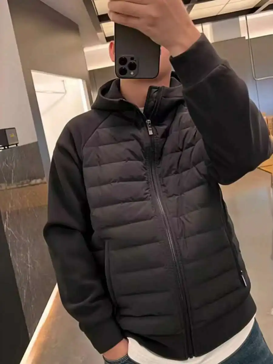 

Loose Fit Men's Jaet Autumn Winter Trendy Cotton Coat Casual Hooded Color Splicing Couple Sle Long Zipper Coat