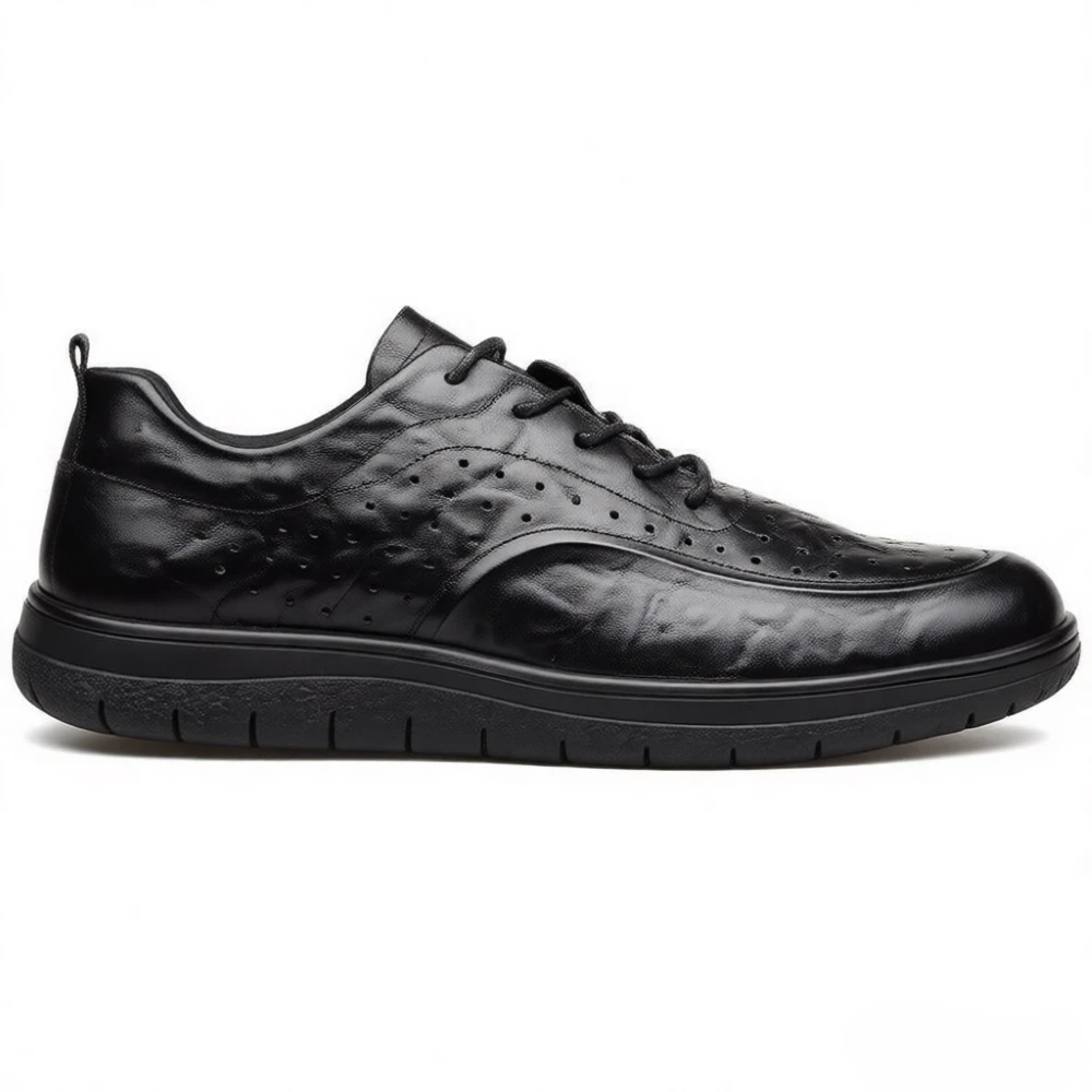 Casual Genuine Leather Shoes Elegant Soft Soled Cowhide Dress Business Hollow Out Breathable Formal Office Party Bean Shoes 45