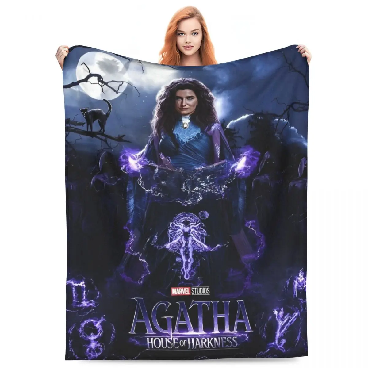 Agatha_House Of Harkness Velvet Throw Blankets Dark Comedy Agatha All Along Blanket for Home Travel Super Soft Bed Rug