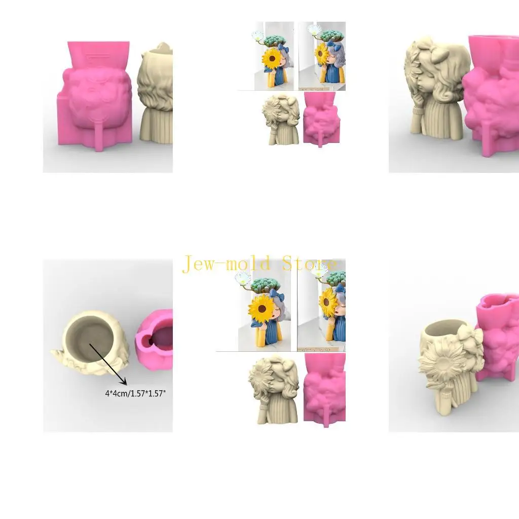 

C71B Candlestick Epoxy Casting плесень девочка -силиконовый цветок