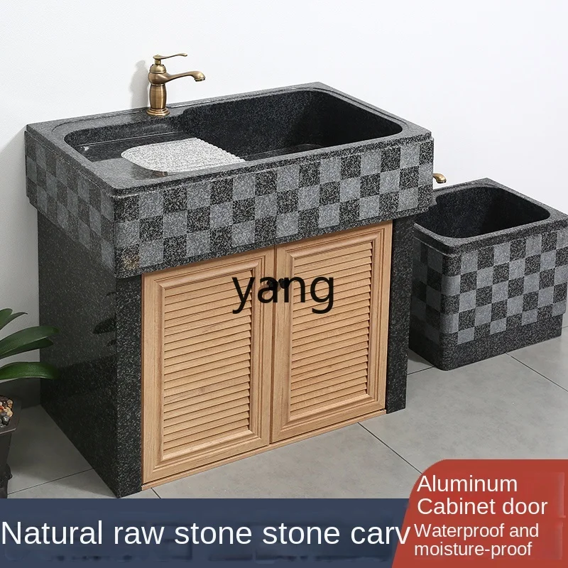 CX Marble Laundry Tub Balcony with Washboard Outdoor Sink Courtyard Stone Home