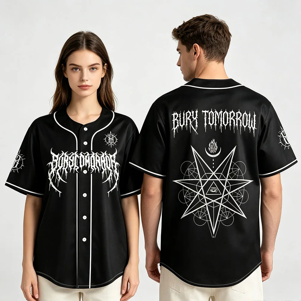 Bury Tomorrow Will You Haunt Me Baseball Jersey Unisex Button‑Up Mesh Short Sleeve T-shirt Graphic Hip Hop Streetwear Men Women