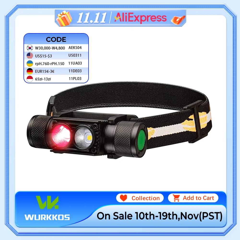 

[EU Stock] H25LR LED 90 CRI Rechargeable IPX6 Headlamp Powerful Lightweight Head Flashlight with Bright White Light+Red 660nm