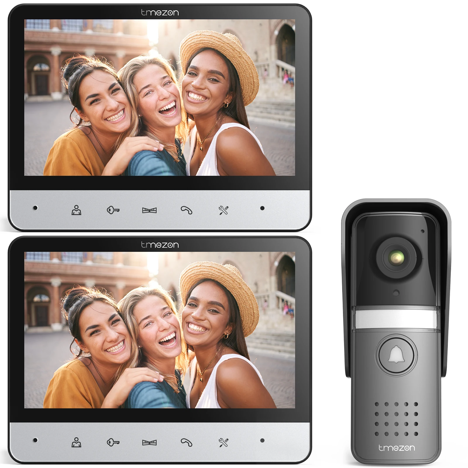 TMEZON Video Doorphone 4-Wire,Intercom with Doorbell, Doorphone with Camera,7\