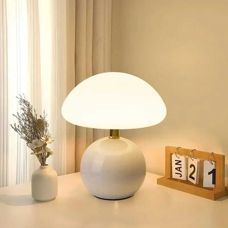 cogumelo led table lamp touch dimming desk lamp eye protecao night light sem fio cafe restaurante hotel cabeceira decoracao 01