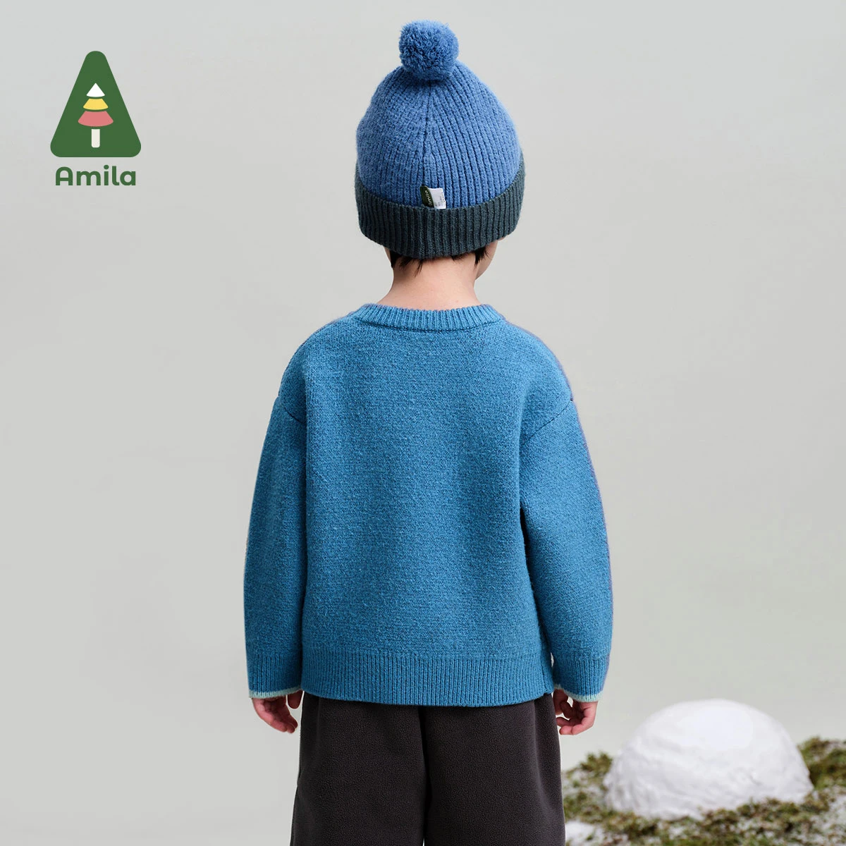 Amila Baby Sweater 2024 Winter New Style Boys And Girls Cartoon Cute Warm Soft Skin-Friendly Loose Casual Children\'s Sweater