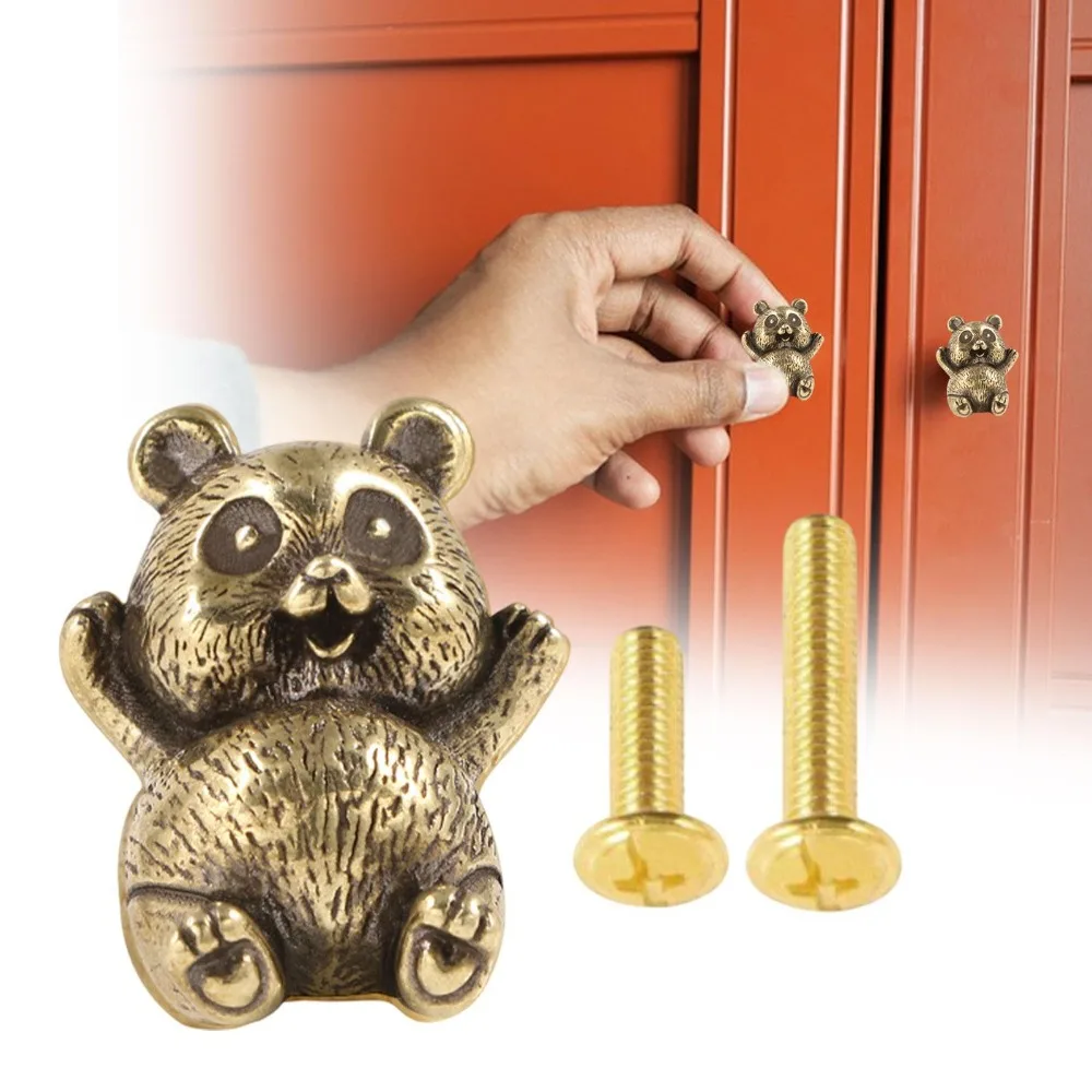 New Panda Shape Door Pull Handles Brass Kitchen Hardware Wardrobe Door Pull Drawer Knobs