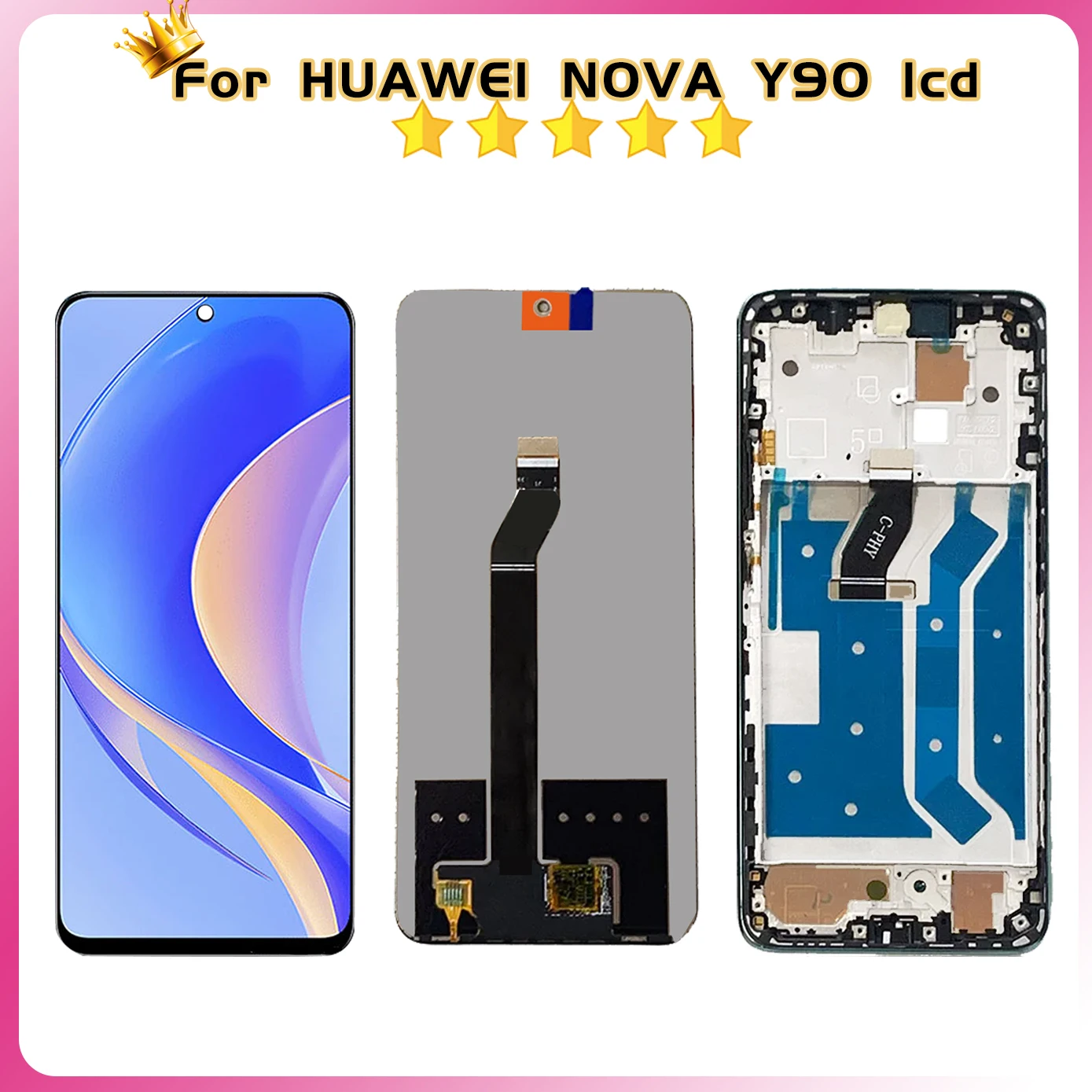 100% Tested For Huawei Nova Y90 LCD CTR-LX2 Display Screen Touch Panel Digitizer Replacement Repair Parts Frame Assembly