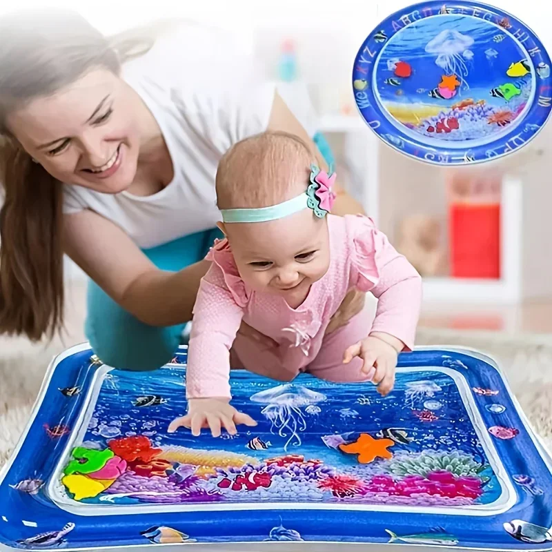 Infinno Inflatable Tummy Time Mat พรีเมี่ยมเด็กเล่นเสื่อเบาะน้ําทําให้พอง Interactive ของเล่นเด็กสําหรับการพัฒนาทางประสาทสัมผัส