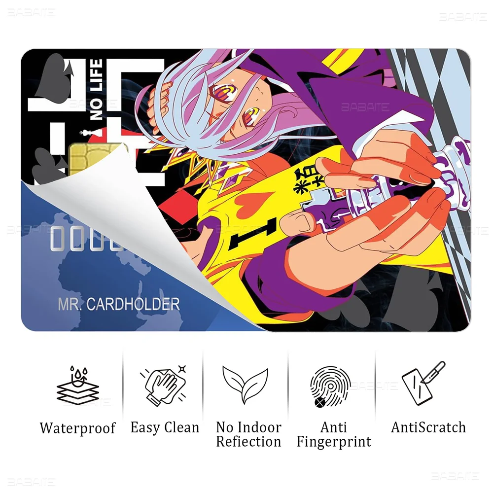 Classic Anime No Game No Life Fashion Matte Gold Silver Black Matte Film Skin Sticker Tape For Bank Credit Debit Card