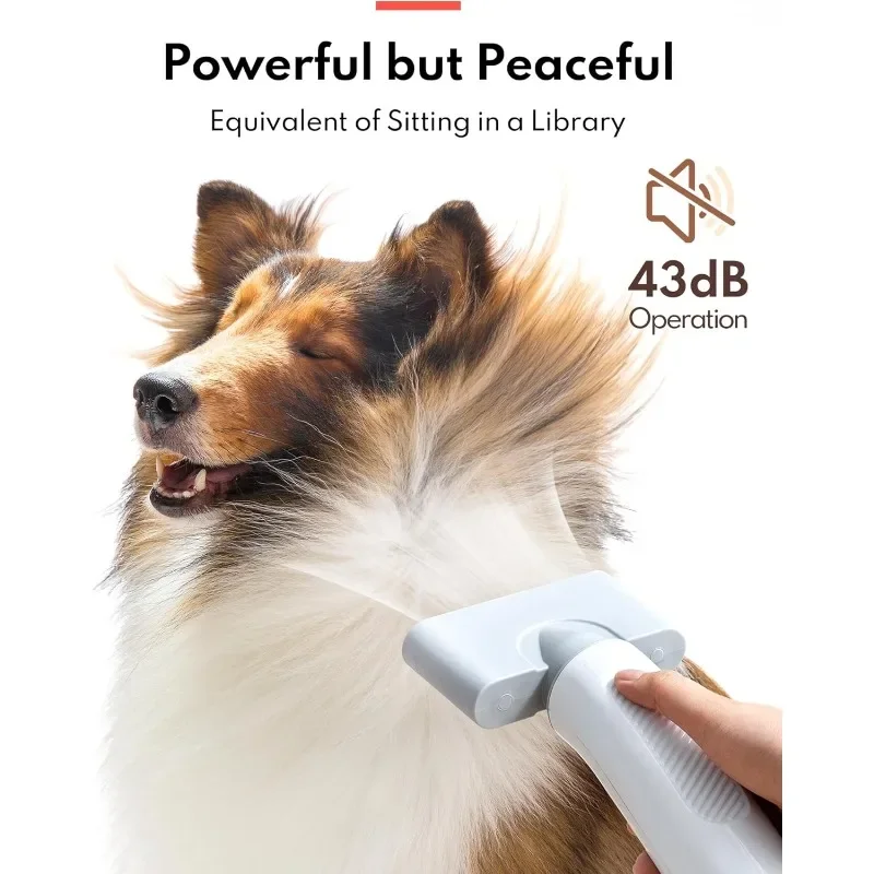 HomeRunPet Ultra Quiet Dog Blow Dryer High-Velocity Hair Dryer with 99 Speed 3 Temperature Settings, 6.5ft Long Hose LED Display