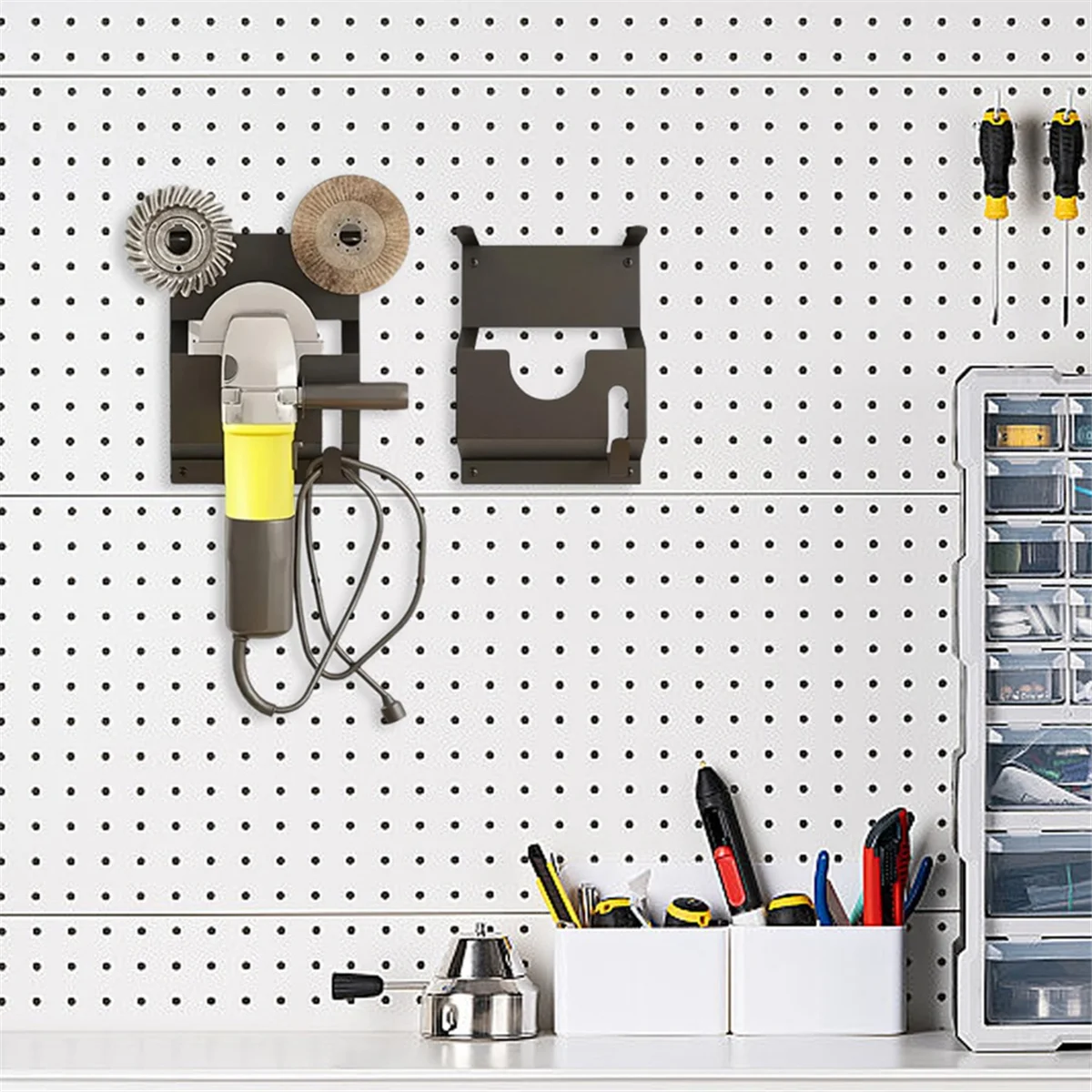 

A002 Angle Grinder Wall Storage Mount Metal Wall-Mounted Hanging Shelf Fixed Polishers Holder Stable Storage