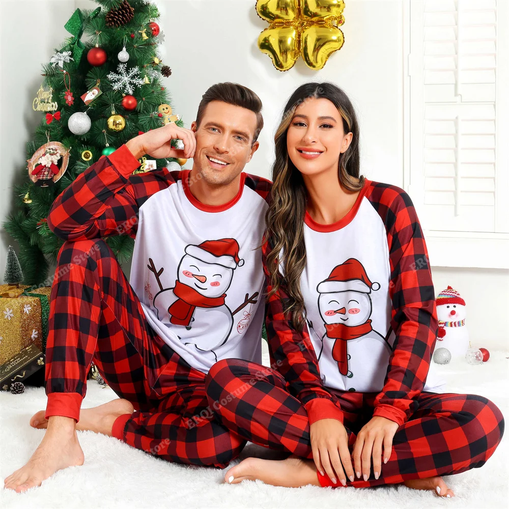 Christmas Pajamas Family Sleepwear Sets Xmas Plaid pjs Couples Pajamas Mens and Womens Christmas Costumes Red Green XS -XXXL