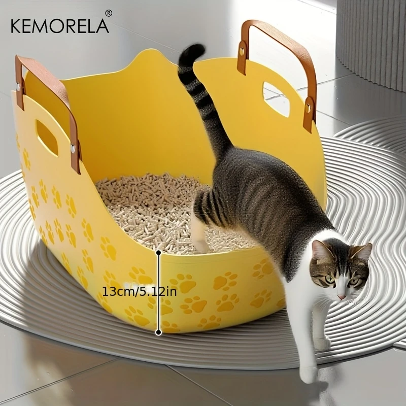 Portable Cat Litter Box with Cat Litter Scoop Soft and Wear-Resistant Semi-enclosed for Easy Cleaning & Outdoor Travel Home Use