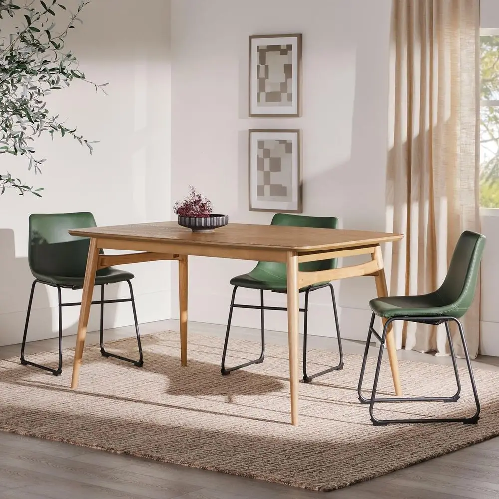 -Century ern Solid Wood Tapered-Leg Dining Table, 59 Inch, English Ash