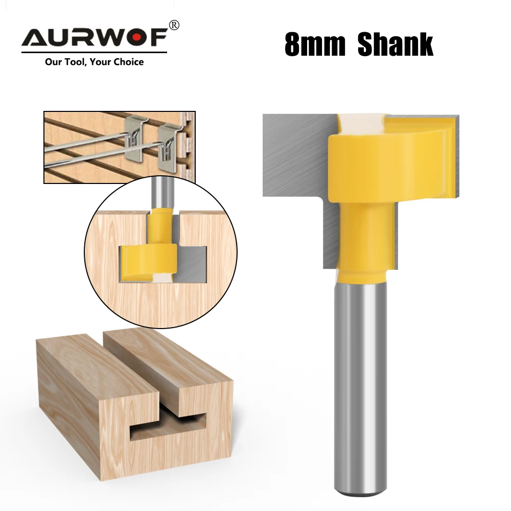 AURWOF 8mm Shank 1pc T-Slot Router Bit Straight 29mm Edging Milling Cutter For Woodworking Slotting Tool C08148Z29