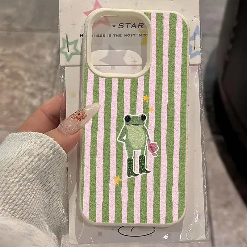 Modne etui na telefon z paskowanym wzorem żaby do Samsung Galaxy S25 FE S26 S24 S23 S22 S21 Plus Ultra S24 FE…