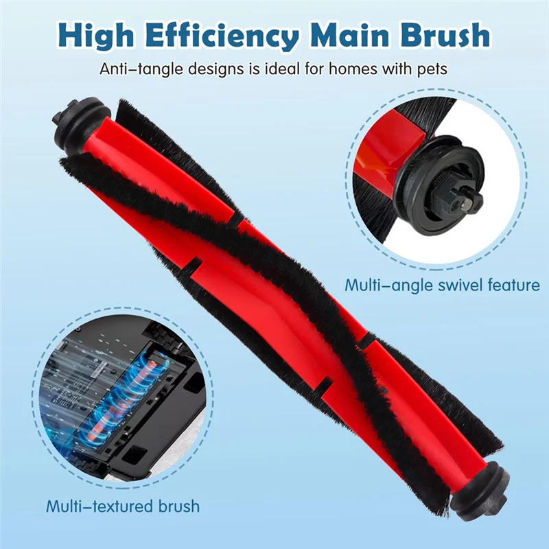 مجموعة ملحقات بديلة متوافقة مع مكنسة Roborock Q5 / Q5+ Plus Robot، والفرش الرئيسية ومرشحات HEPA والفرش الجانبية-A77G