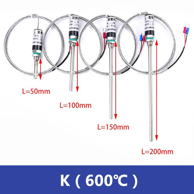 K Type Thermocouple Temperature Rod PT100 Sensor Platinum Thermal Resistance Waterproof M12 Oven Temperature Control