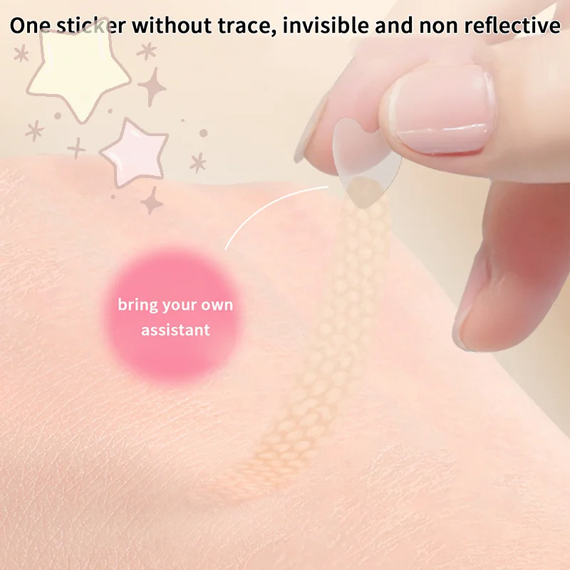 สติ๊กเกอร์ติดตาสองชั้น 128 ชิ้น/กล่อง พร้อมที่จับ แบบธรรมชาติ มองไม่เห็น ติดทนนาน ช่วยยกกระชับ ให้ดวงตาดูโตสวย