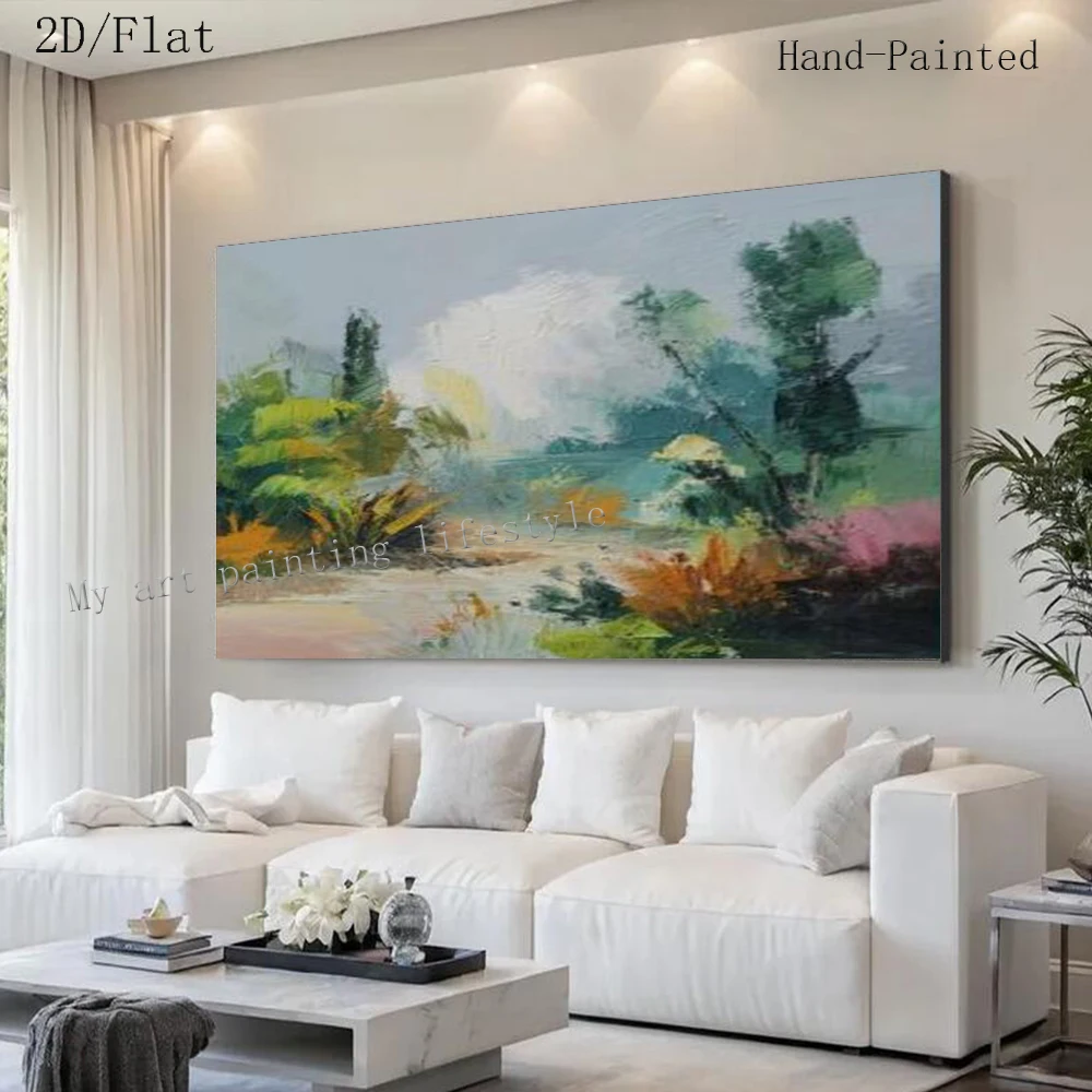 

100% Handmade Abstract Oil Painting On Canvas ins Natural Landscape Wall Art Picture Big Mural For Home Living Room Decor Image