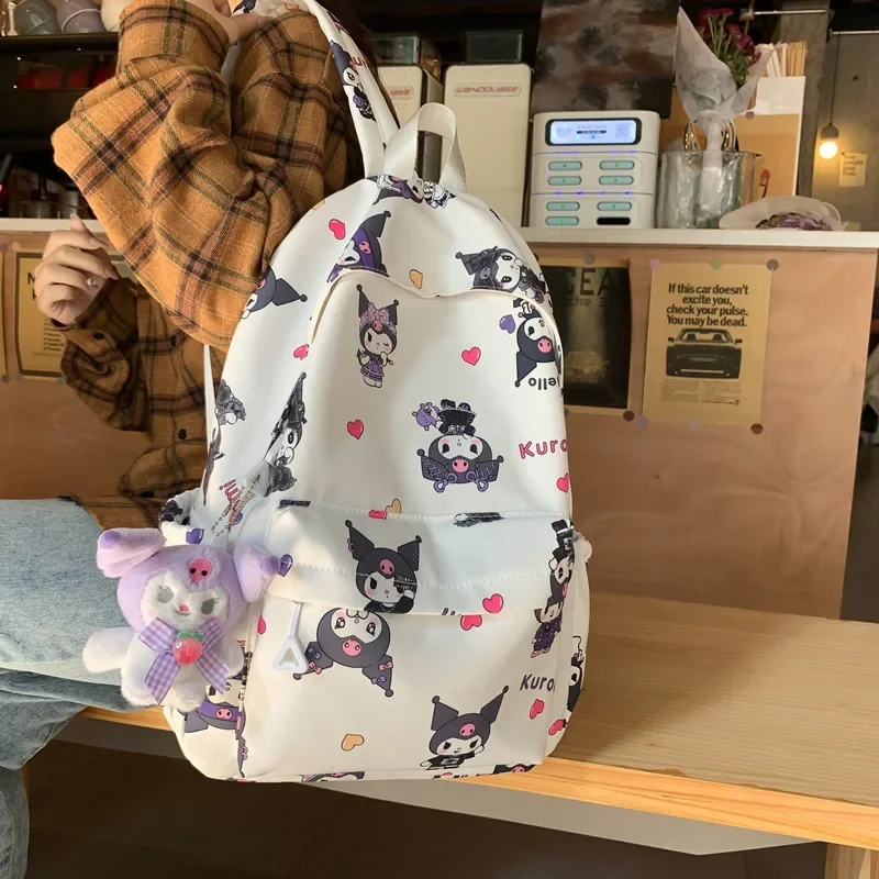 Школьный ранец Sanrio Kuromi, вместительный ученический милый рюкзак Hello Kitty для женщин, сумка для колледжа