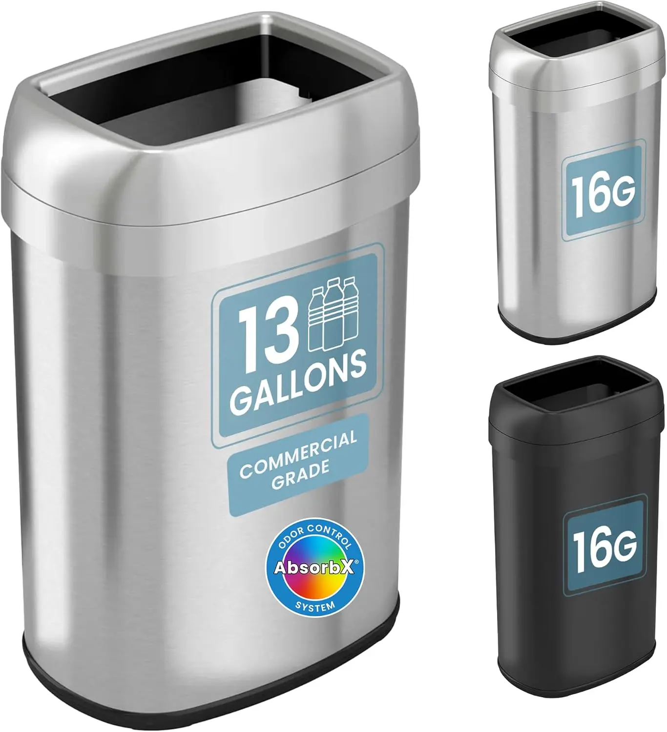 

Мусорное ведро из нержавеющей стали на 13 галлонов с фильтрами от запаха, устойчивое к отпечаткам пальцев, для кухни и офиса