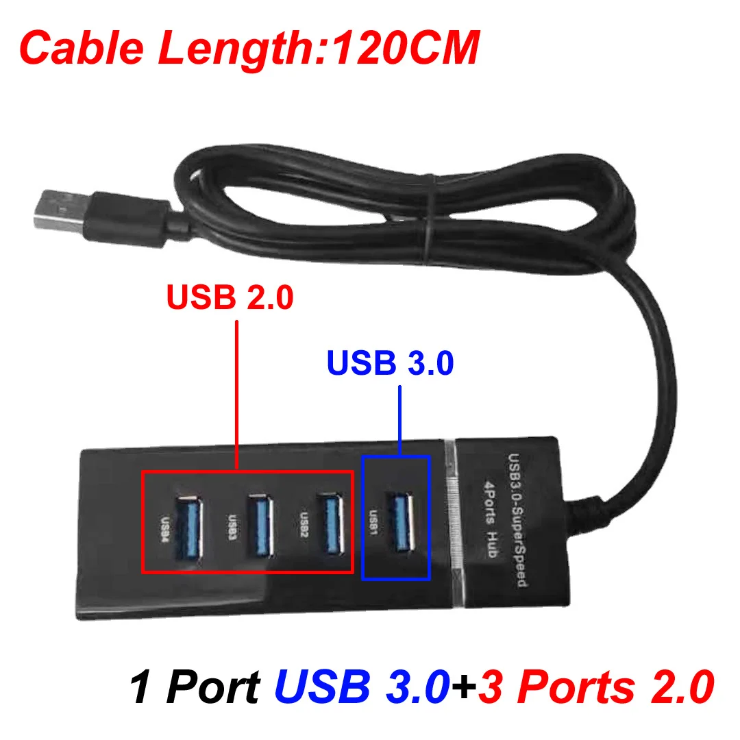 120CM/30CM 4 Ports USB 2.0/3.0 HUB Splitter High Speed Multi OTG Adapter Cable For Desktop PC Laptop mouse Keyboard printer fan