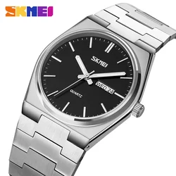 SKMEI New Casual Quartz Clock Male Full Steel Time Week Date Sports Watch Mens Waterproof Business Wristwatches Man reloj hombre