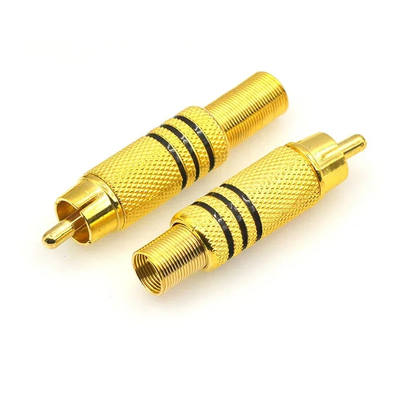 2 pezzi oro rosso nero molla in metallo connettore RCA spina jack maschio connettori AV per PC audio vedio saldatura parti fai da te