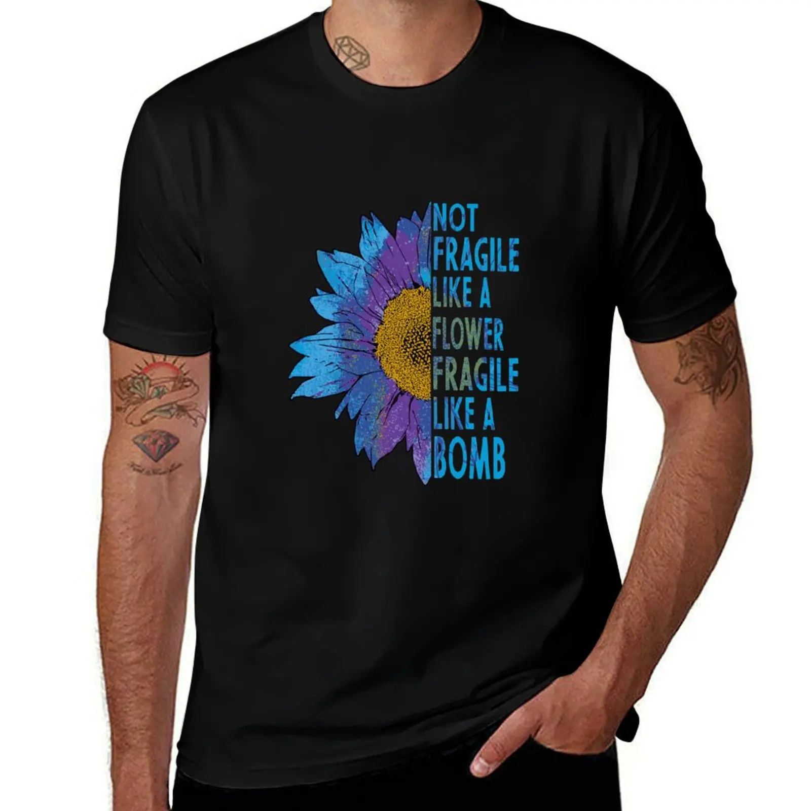 

not fragile like a flower fragile like a bomb Sunflower Sweatshirt T-Shirt Aesthetic clothing street wear compression shirt men
