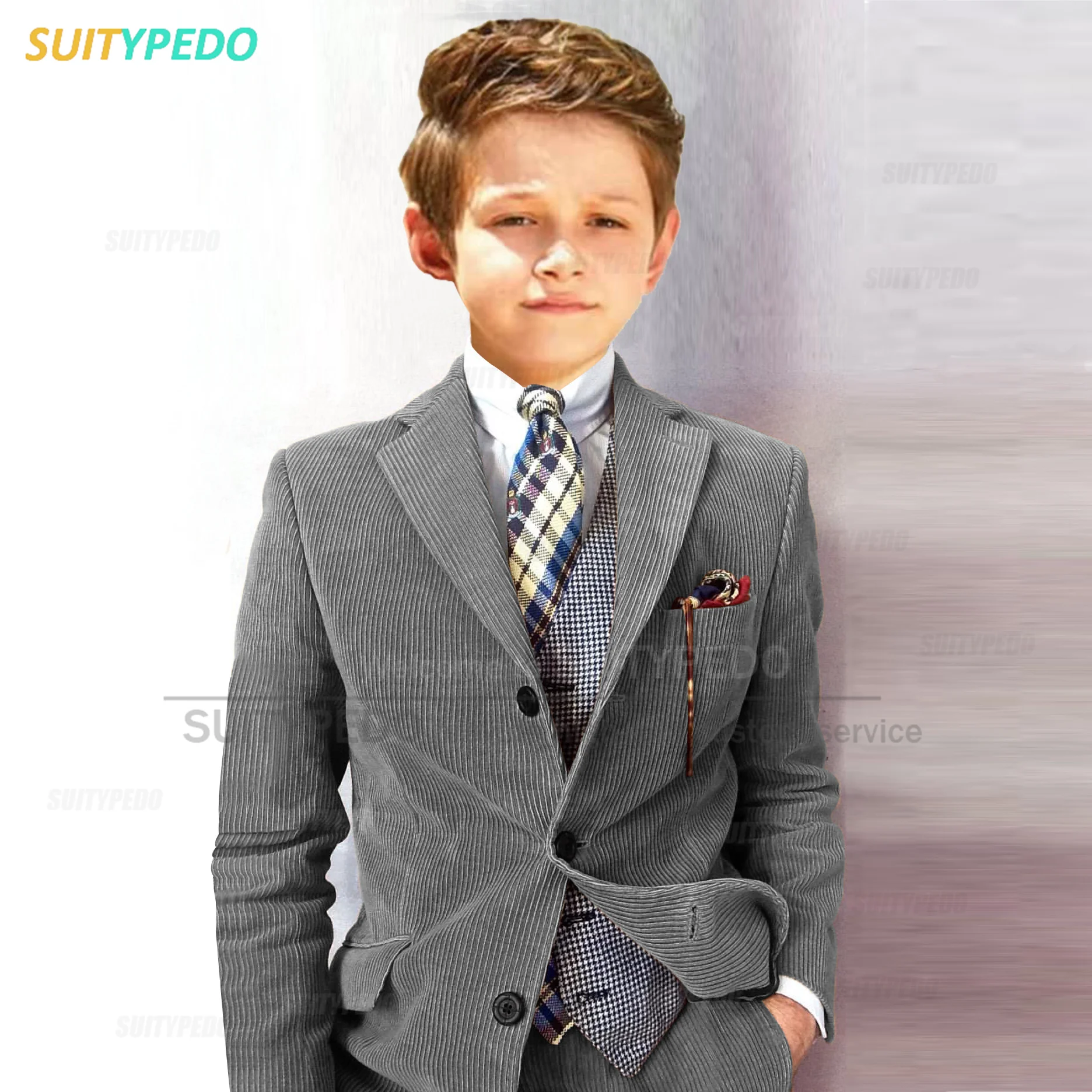 

Classic Corduroy Suit Sets For Kid Boy Christmas Day Children Formal Outfits School Activities Tailor-made Fashion Blazer Pants