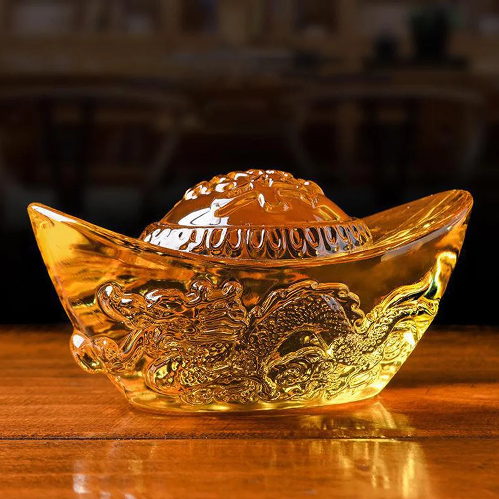 

Crystal Ingot Desktop Decoration Compact Elegant Carved Ornament Wealth Lucky Home Office Decor Small Crystal Sculpture