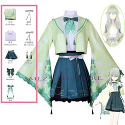 April Card Kusanagi Nene Cosplay Anime Project Sekai Costume Nene Green Uniform Dress Coat Wig Set Halloween Party Play Outfit