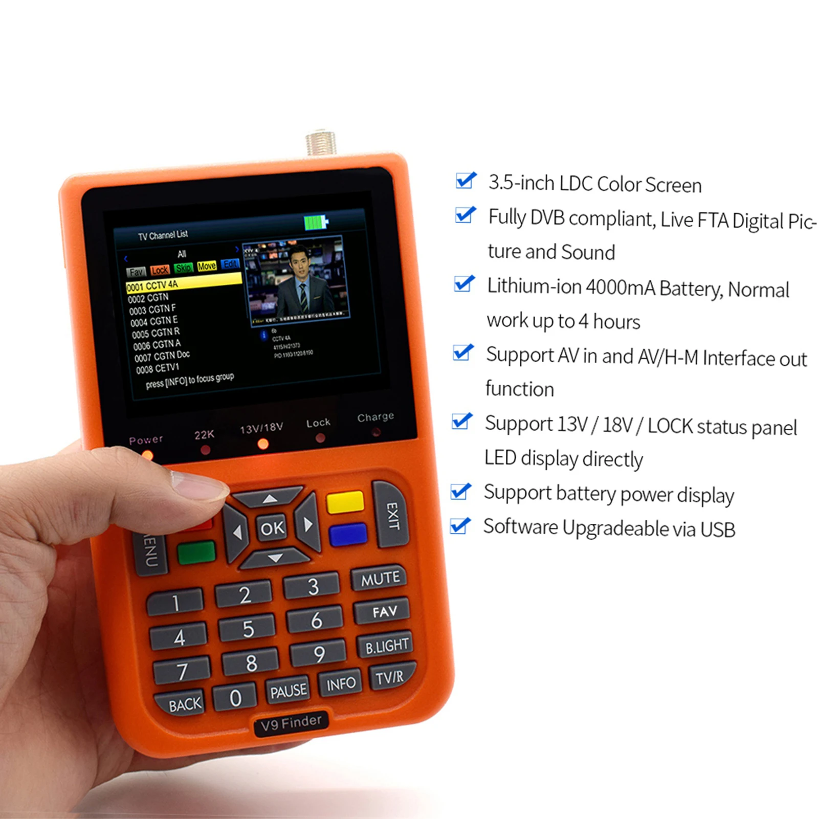 

V9 Finder Digital Satellite Finder LCD Satellite Finder Digital Satellite Signal Finder Meter Satellite Meter Satellite Finder 3