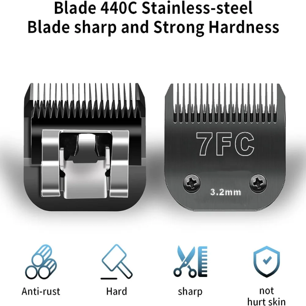 7FC/5FC/4FC/3FC Detachable Pet Dog Grooming Blades of Stainless Steel,Compatible with Andis,Oster A5,Wahl KM10 Series,4 Count