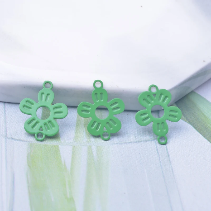 100 Stück/Lot AC10887 10*14mm Messing Kleine Blumen-Verbindungsstücke Bunte Schmuck-Ohrring-Accessoires – Detail 9