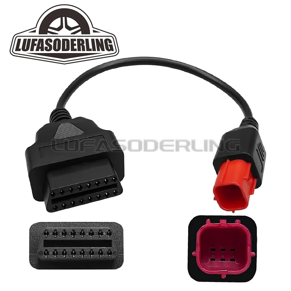Motorcycle OBD2 Adapter Cable 6Pin for Kawasaki Yamaha Suzuki Honda Ducati Piaggio Vespa Euro5 CAN Bus K-Line Diagnostic