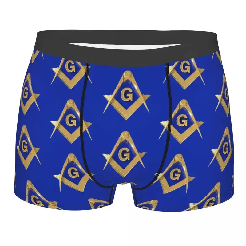 Novelty Freemason Gold Square Masonic Boxers Shorts Panties Men's Underpants Stretch Briefs Underwear