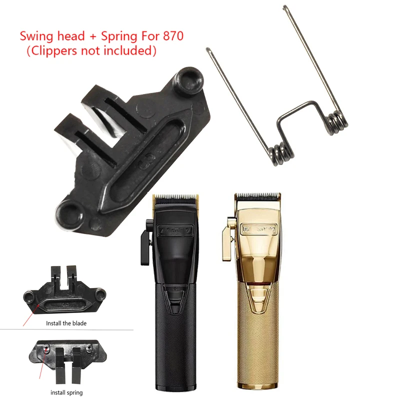 1pc Black  Hair Clipper Swing Head Clipper Guide Block Clipper Replacement Parts With Tension Spring For 870 Clipper Accessories