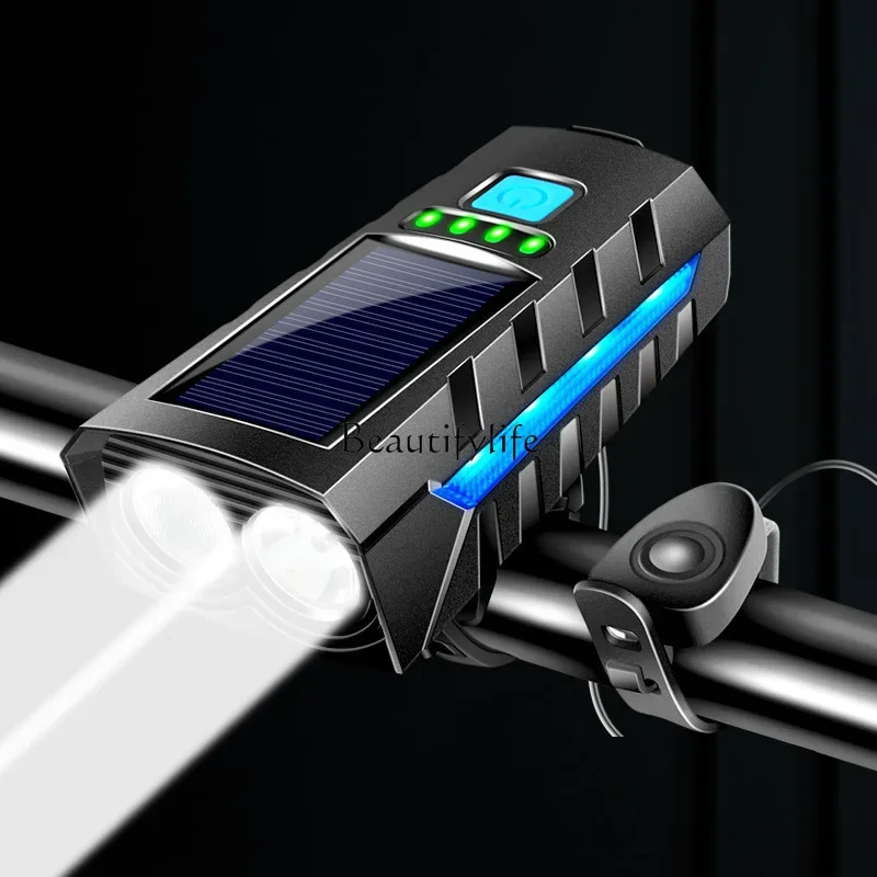 

New Bicycle Light Solar Charging Power Torch Night Riding Light Equipment