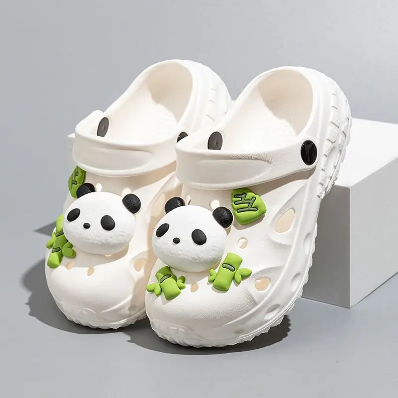 Childrens Cartoon Panda Bath Slippers Summer Non-Slip Soft Sole Sandals for Boys Girls Toddlers