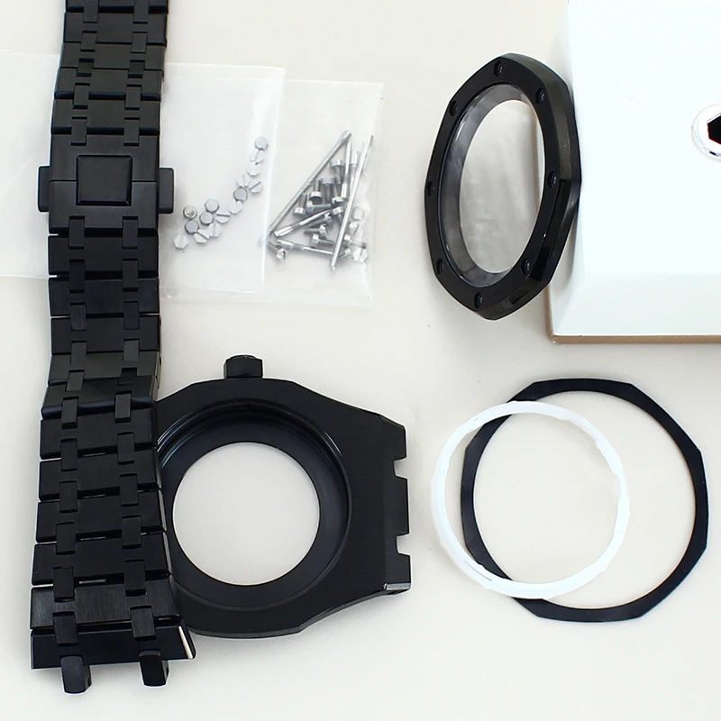 حافظة 41 ملم لساعة NH35 مودف خشب البلوط المعدل مقاومة للماء 316L حزام من الفولاذ المقاوم للصدأ زجاج الياقوت #4