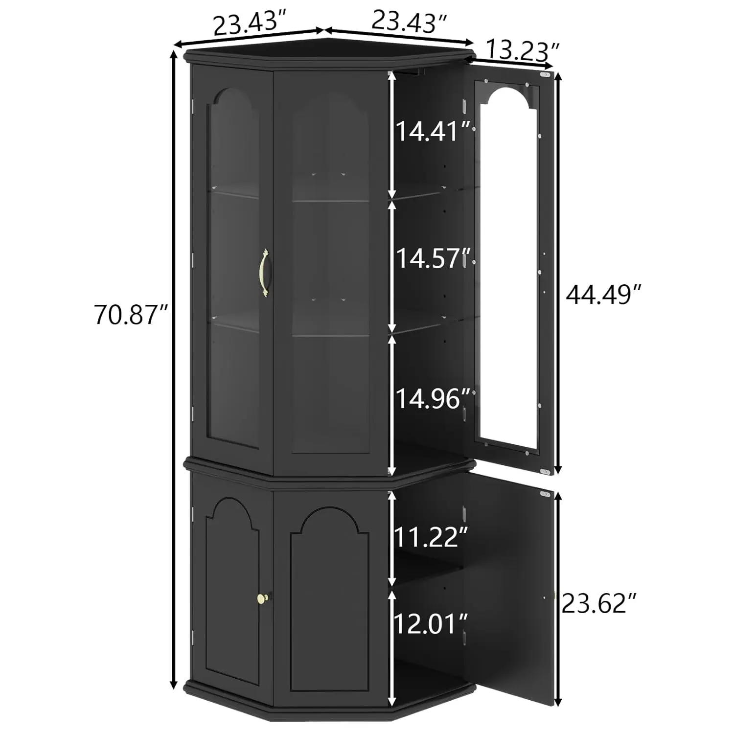 Corner Bar Cabinet w/LED Lights, Tall Modern Wine Cabinet with Tempered Glass Door & Adjustable Shelves, Home Bar, Customized