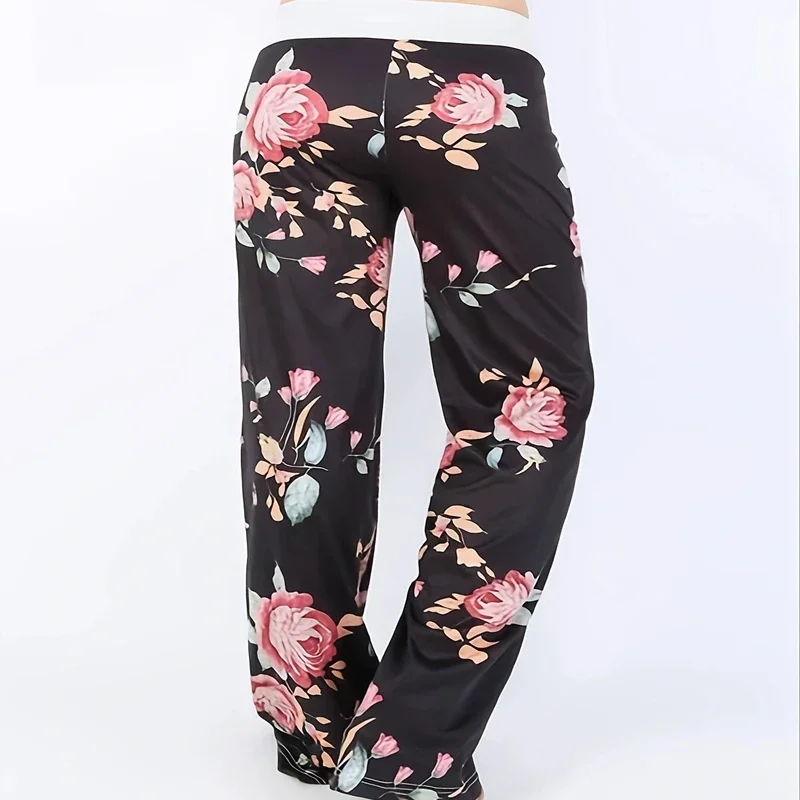 Plus Size 1XL-5XL Loose and Comfortable Printed Casual Wide Leg Pants for Women's Yoga Pants with Drawstring Casual Pants image 4