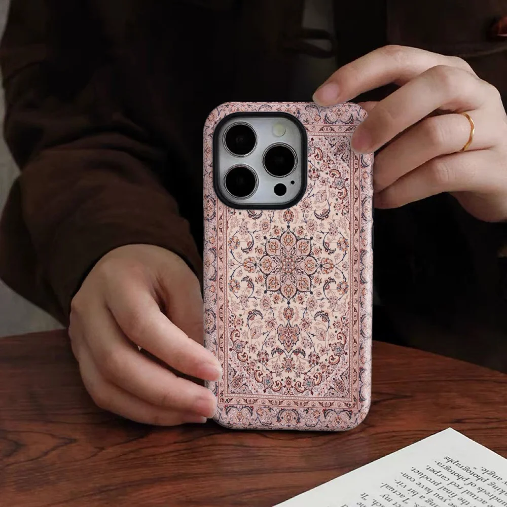 

Fashionable retro 2-in-1 phone case suitable for iPhone 16, 15, 14, 13 Pro/Max/Plus, anti drop and anti scratch