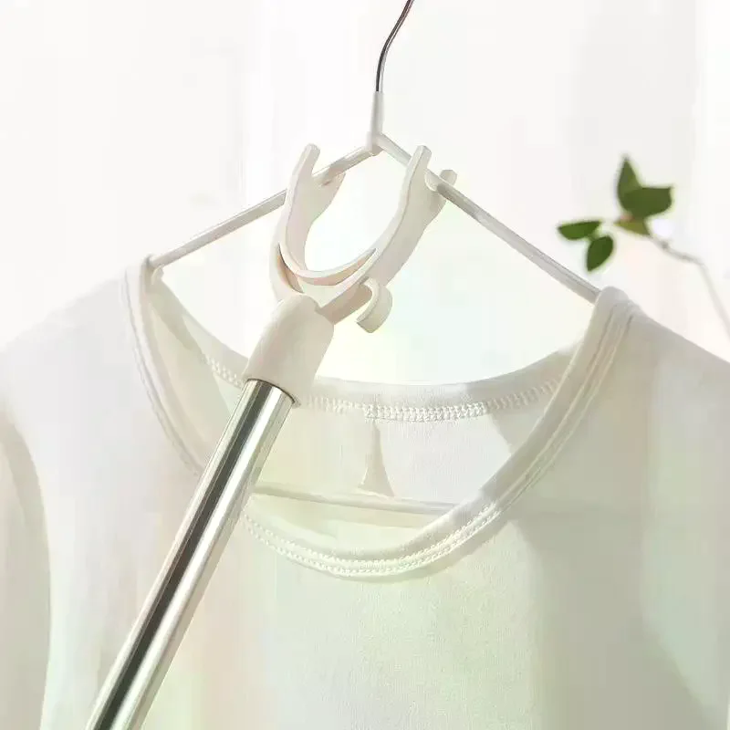 (1Pcs Telescopic Clothes Pole Retractable Adjustable Length Non-Slip Hanging Clothes Hanger For Closet Laundry Hanging Tool)