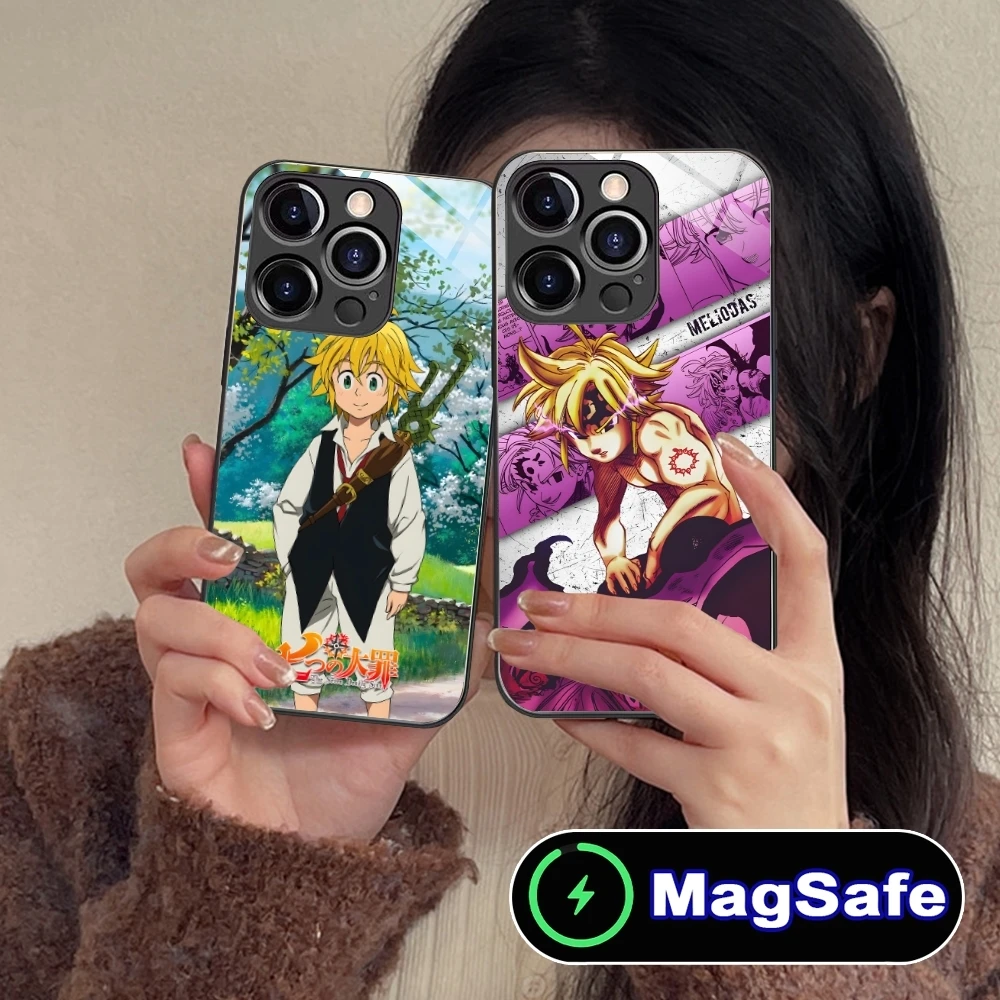 Seven Deadly Sins Meliodas Cell Phone Case for iPhone 16 15 14 13 12 11 Pro Max Plus Mini MagSafe Wireless Charging Glass Cover